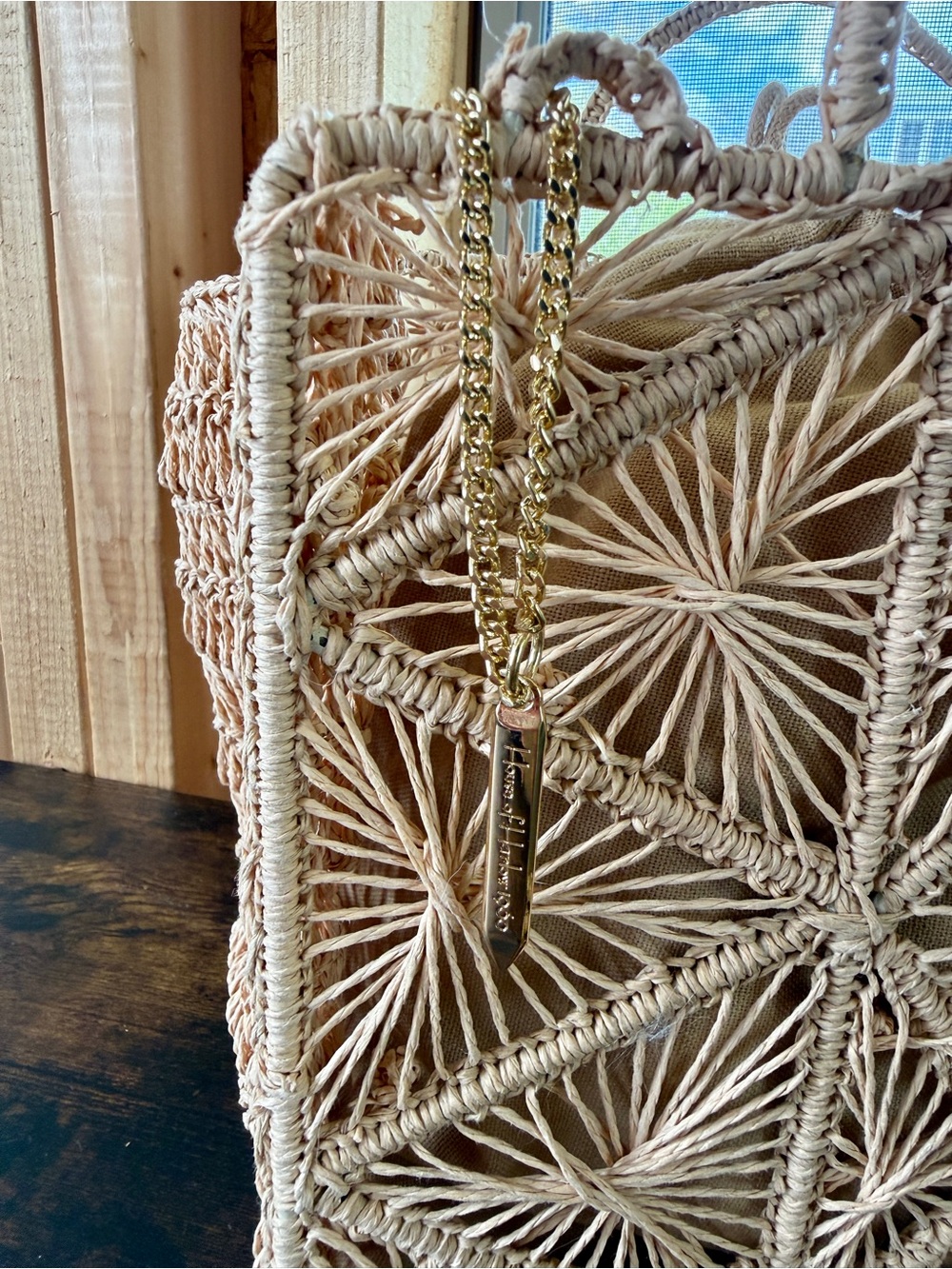 House of Harlow 1960 Beige Macramé Satchel - Picture 9 of 11